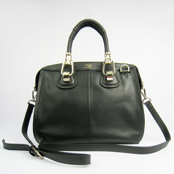 Best Hermes New Arrival Double-duty leather handbag Black 60669 - Click Image to Close